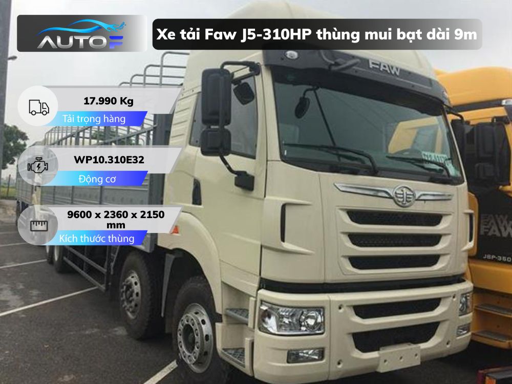 Xe tải Faw J5-310HP thùng mui bạt dài 9m